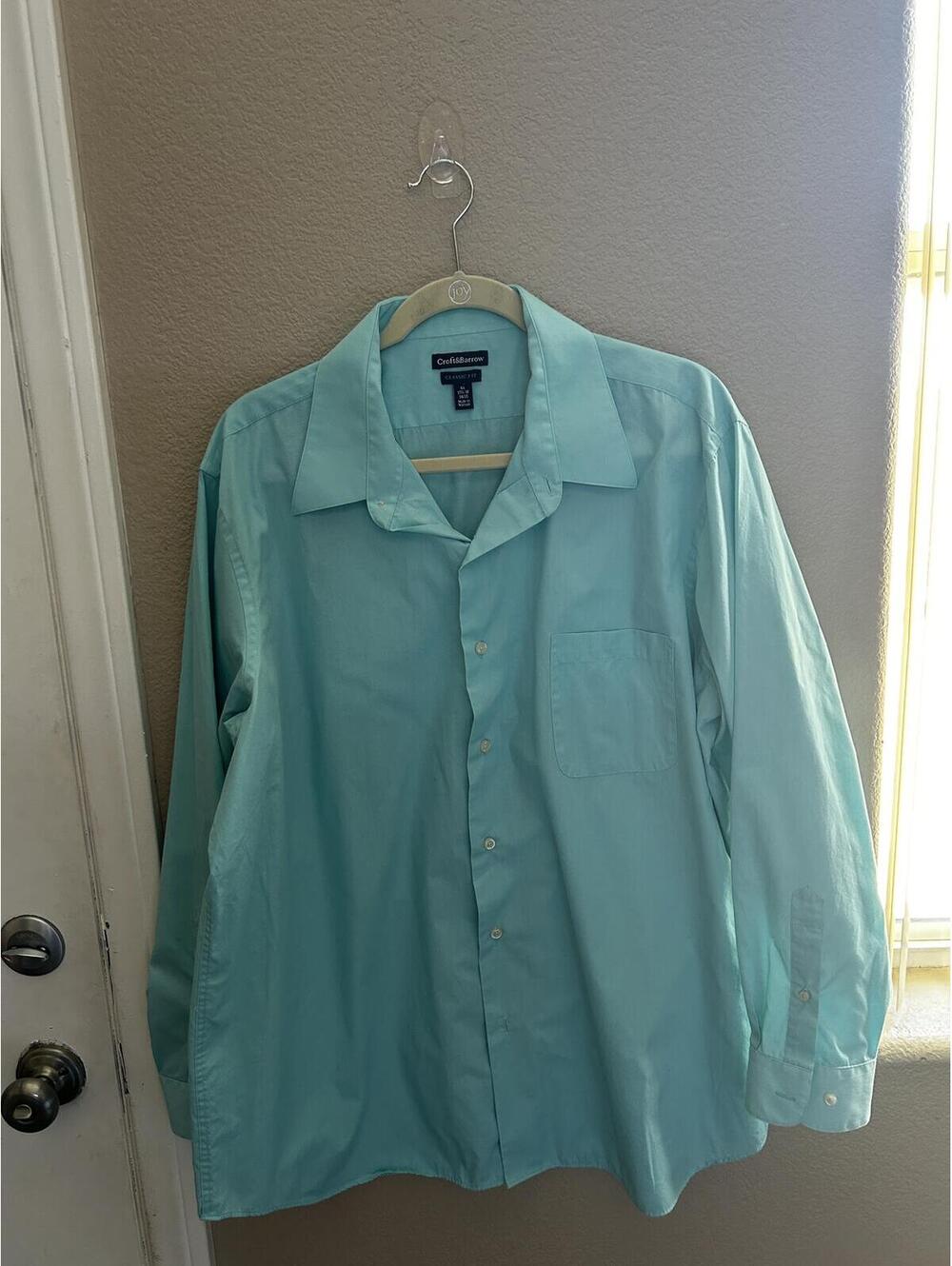 Croft & Barrow Classic Fit Men's Dress Shirt XL Light Turquoise